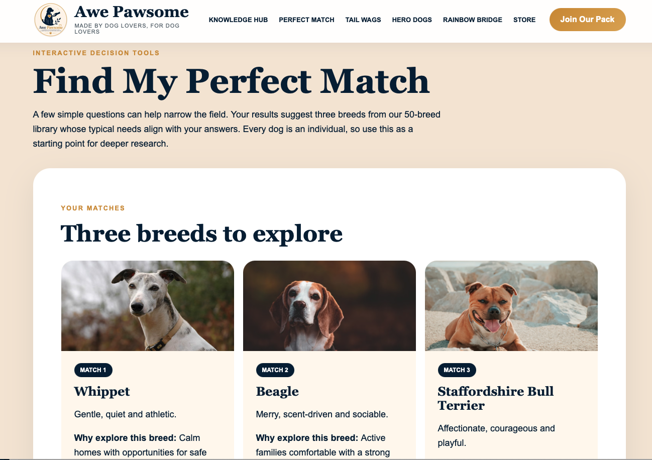 Awe Pawsome Perfect Match results